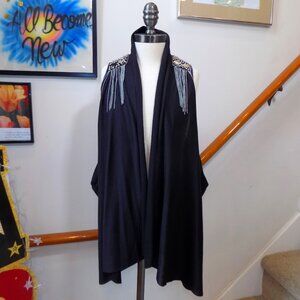 B'leev Black Vest Shoulder Beaded Chain Detail Size Small